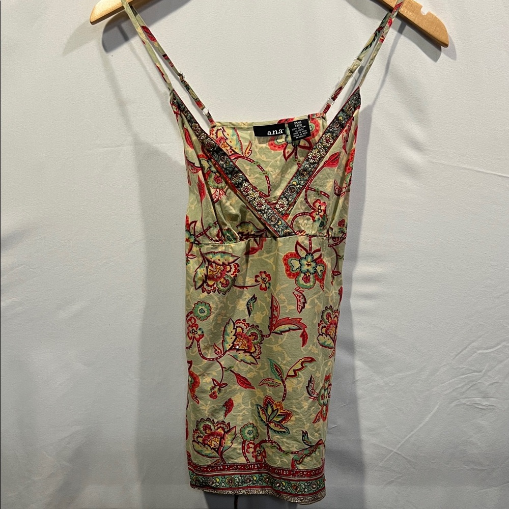 a.n.a Green and Red Floral Camisole